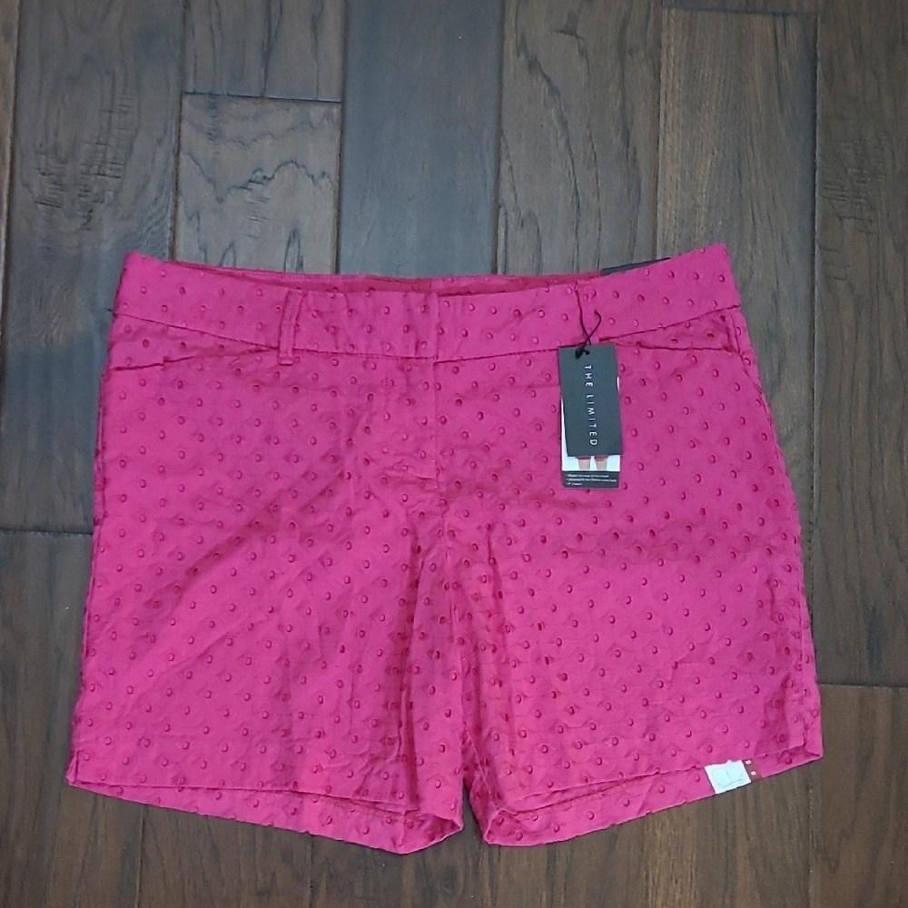 NWT The Limited Pink Eyelet Tailored Short size 14